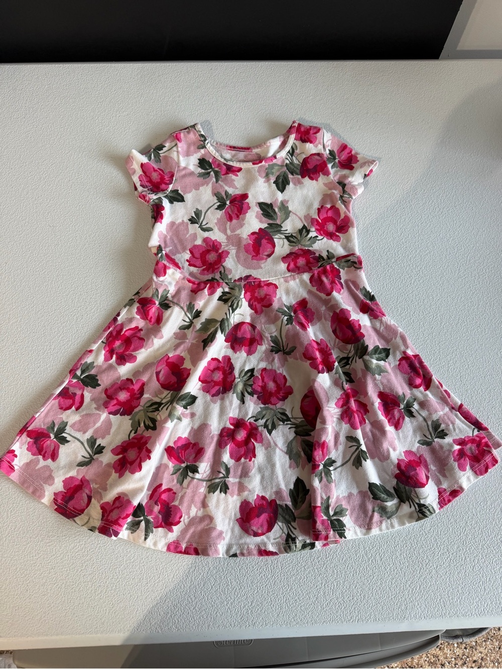 The Children's Place White Dress with Pink Floral Print